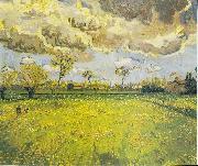 Vincent Van Gogh Meadow with flowers under a stormy sky china oil painting artist